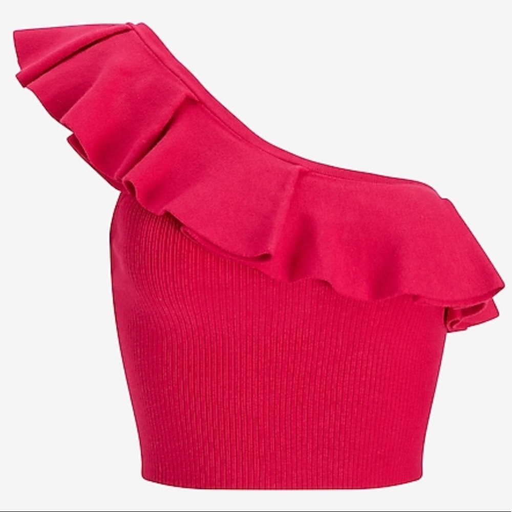 🆕EXPRESS Pink One Shoulder Cropped Sweater Tank - Size: S